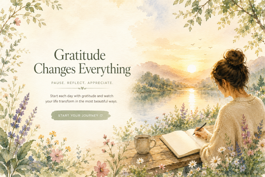 Person writing in a gratitude journal outdoors at sunrise, reflecting on positive moments and practicing daily gratitude. 