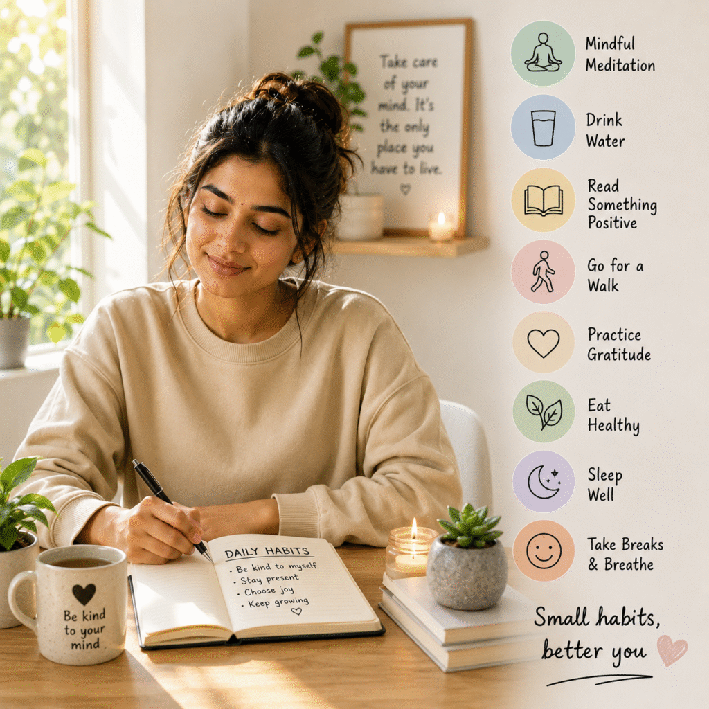 Person practising small daily habits that support emotional well-being