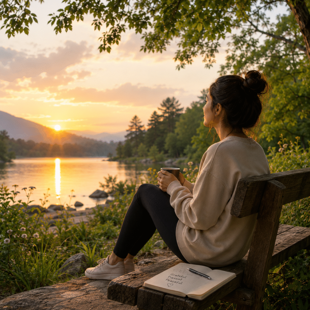 Person spending quiet time in nature to support mental health
