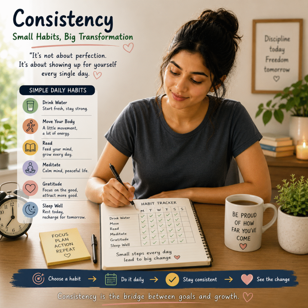 Person building consistency by following a simple daily habit