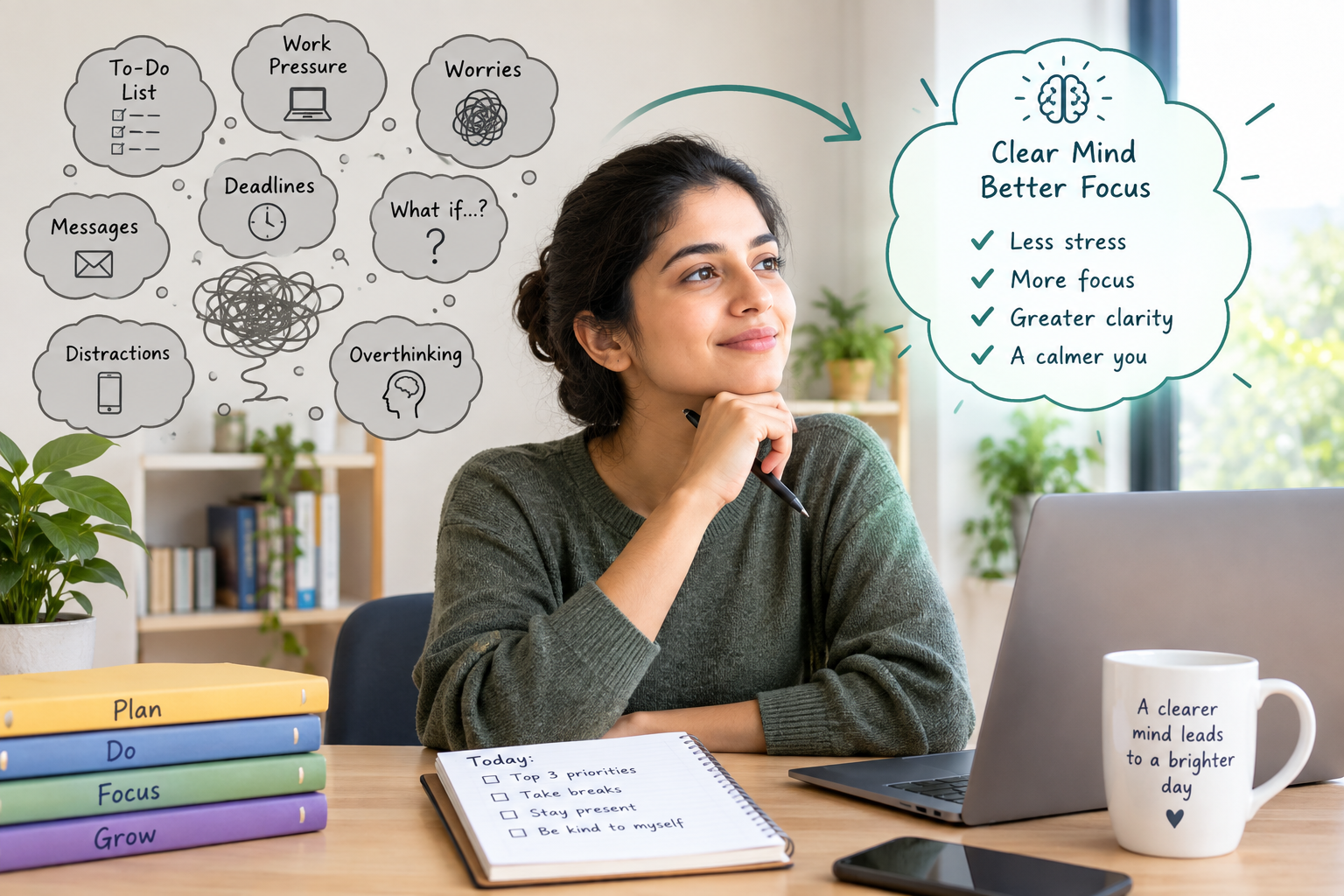Person learning how to clear mental clutter and improve focus