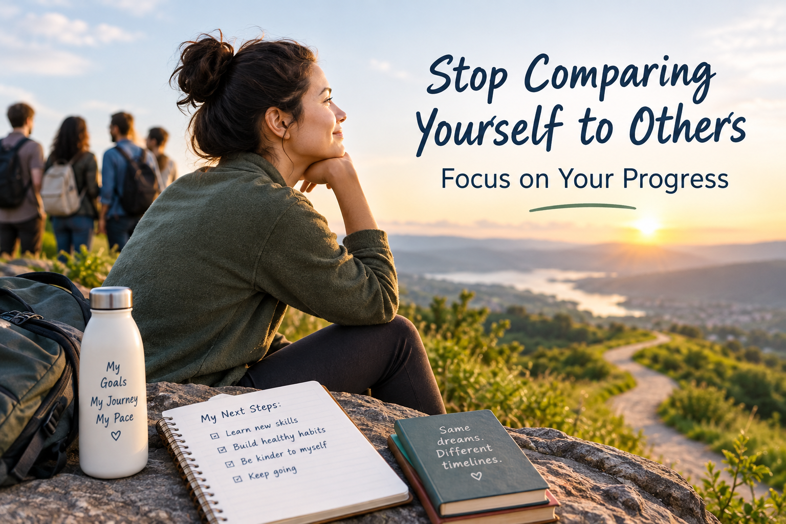 Person learning to stop comparing yourself to others and focus on personal growth