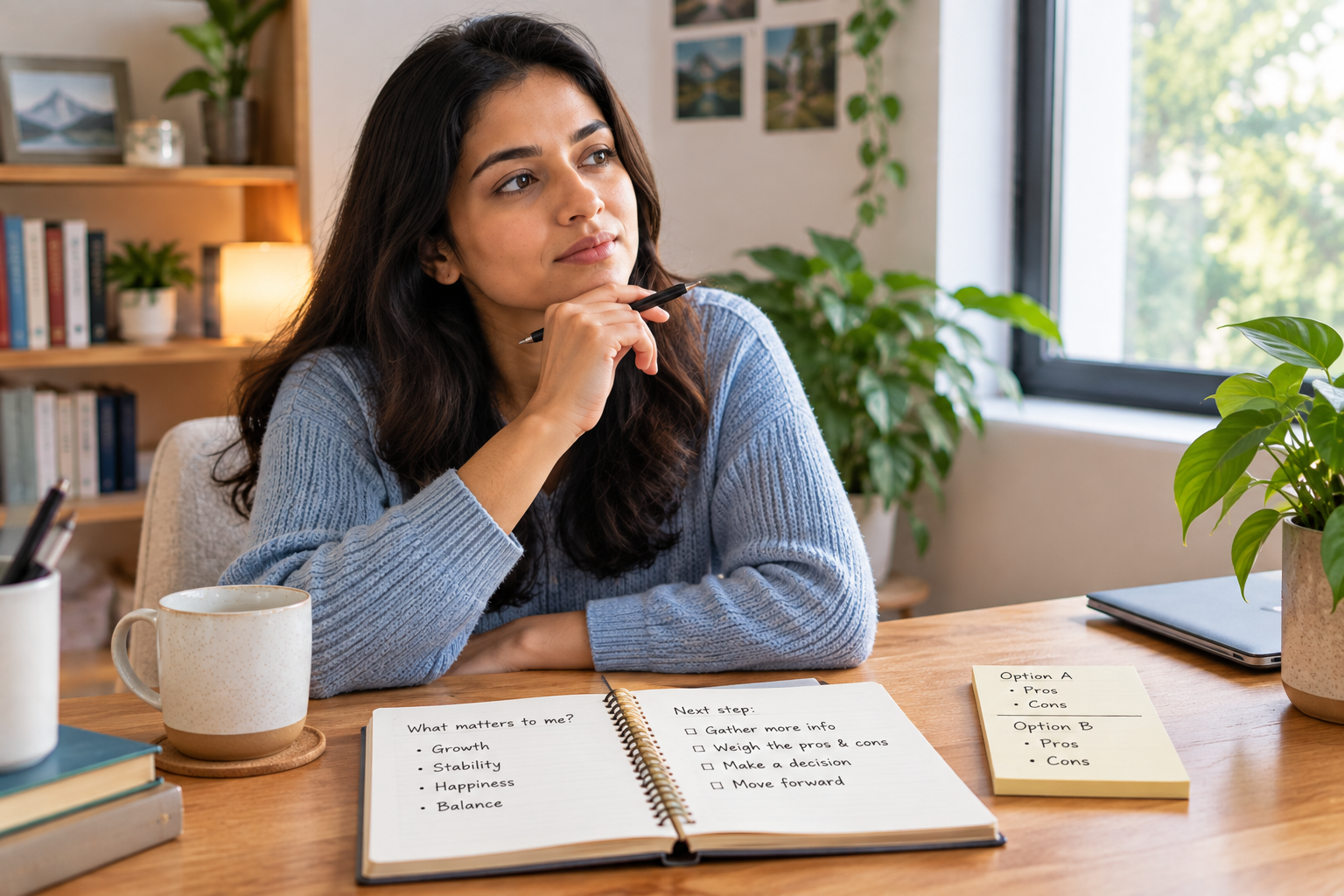 Person learning to stop second-guessing yourself while making a decision