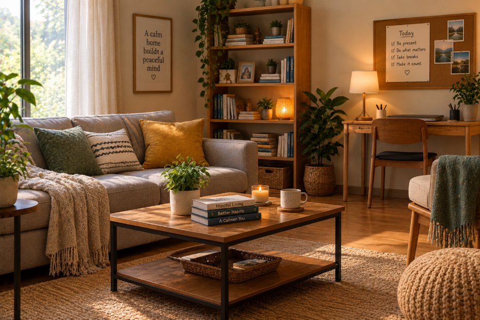 Peaceful home environment with a calm and comfortable living space