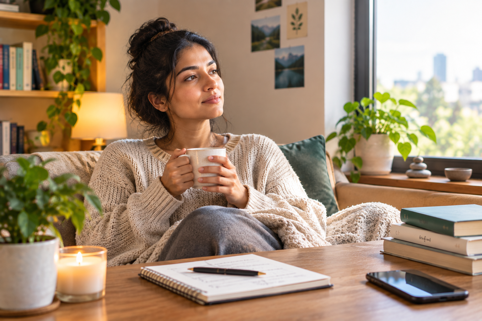 Person learning how to recover from a bad day while relaxing at home