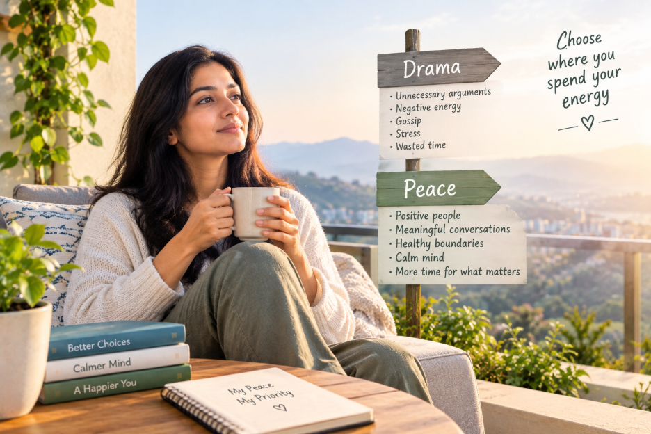 Person choosing a calm and peaceful moment away from unnecessary conflict 