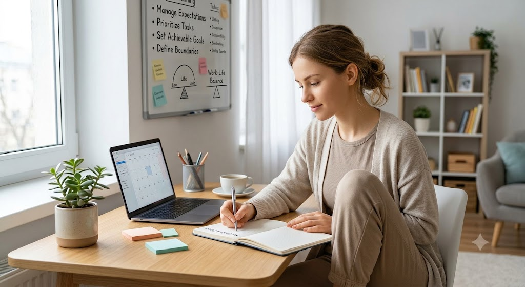 Person learning how to manage expectations while planning realistic goals